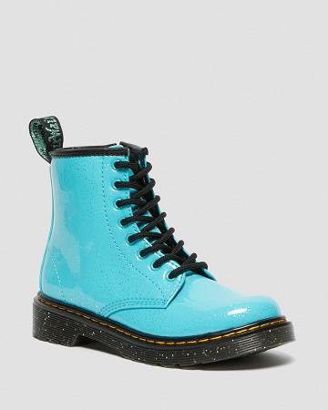 Kids' Dr Martens Junior 1460 Glitter Lace Up Boots Turquoise | AU 678AHK